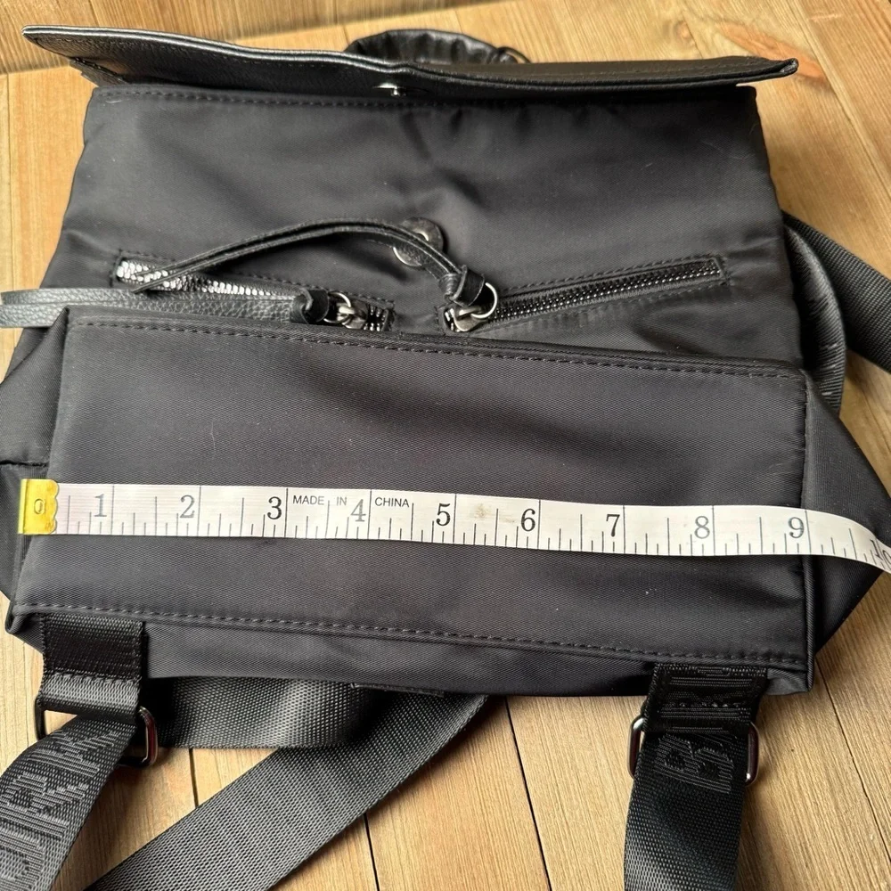 NWT Botkier Trigger‎ Small Black Nylon Faux Leather Backpack Wide Straps Pockets